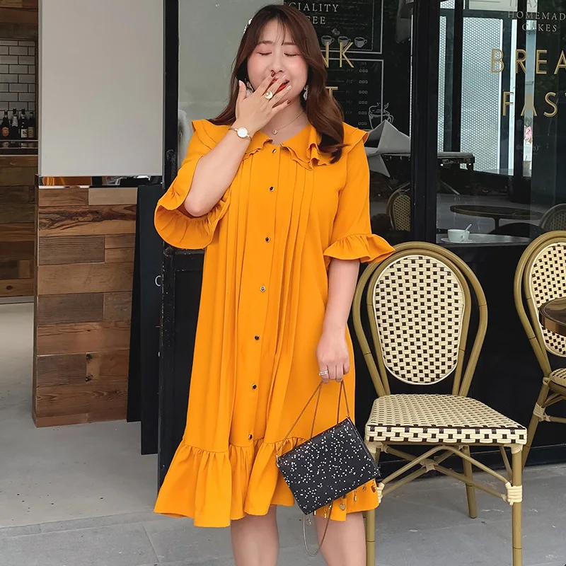 

Summer Dress Ruffles Chiffon Women Short Sleeve Black Casual Fashion Oversized Beach Dresses Lady Plus Size Bohemian Dress 4XL