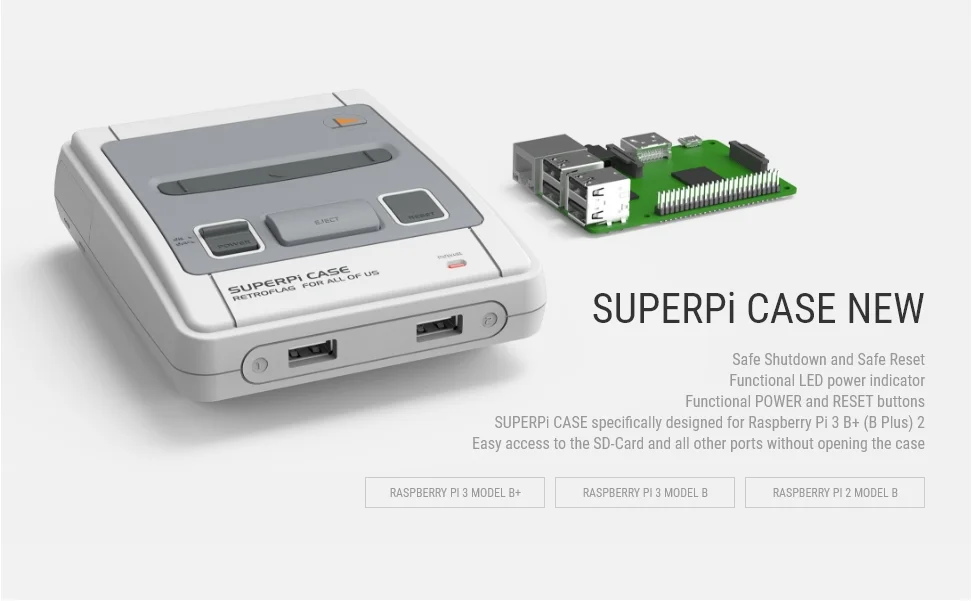 Retroflag SUPERPi CASE-J с охлаждающим вентилятором+ радиатор для Raspberry Pi 3B Plus(3B+)/3B