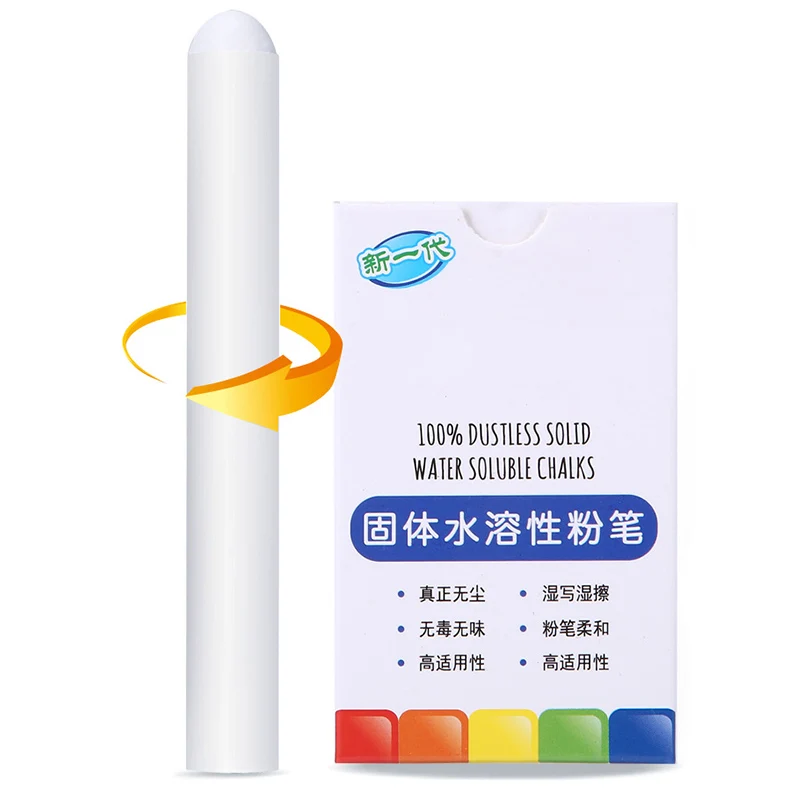 

Mixed Colour White Chalk Sticks Pack Water Soluble Kids Playground School Art Learning PUO88