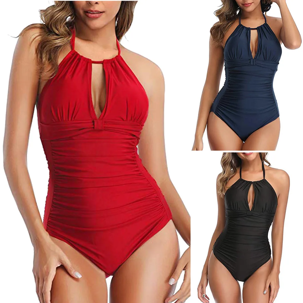 

Летние сексуальные цельные бикини, однотонный купальник, Комбинезоны для женщин