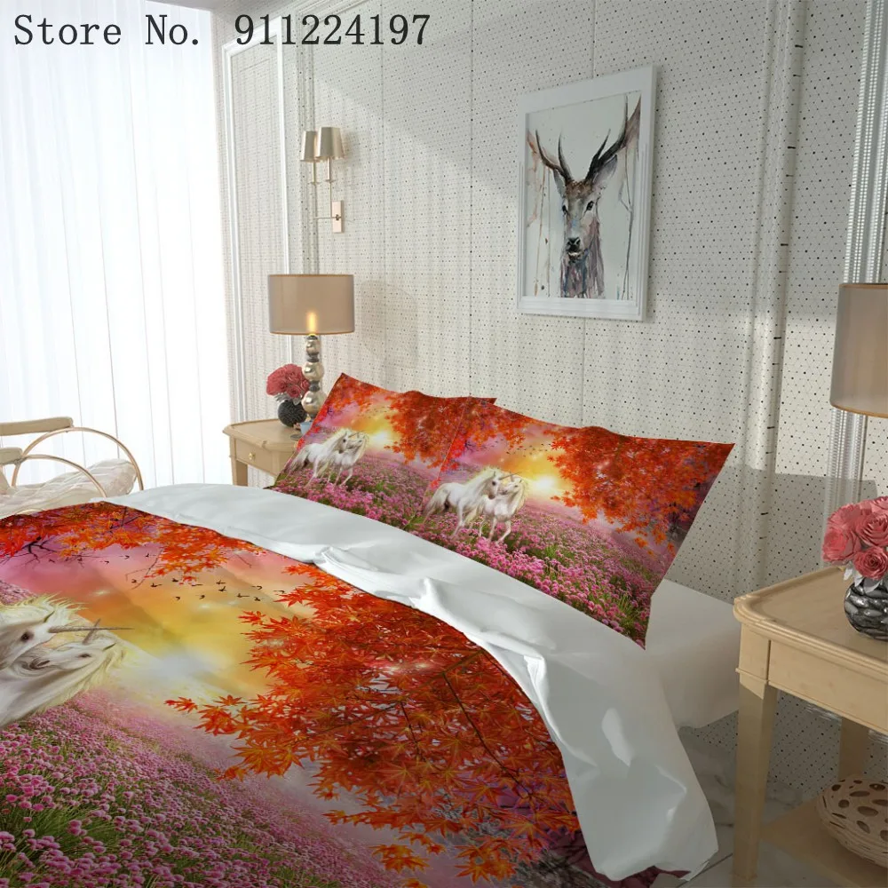 3D печати пододеяльник Белая лошадь Стёганое одеяло крышки Твин Полный Queen