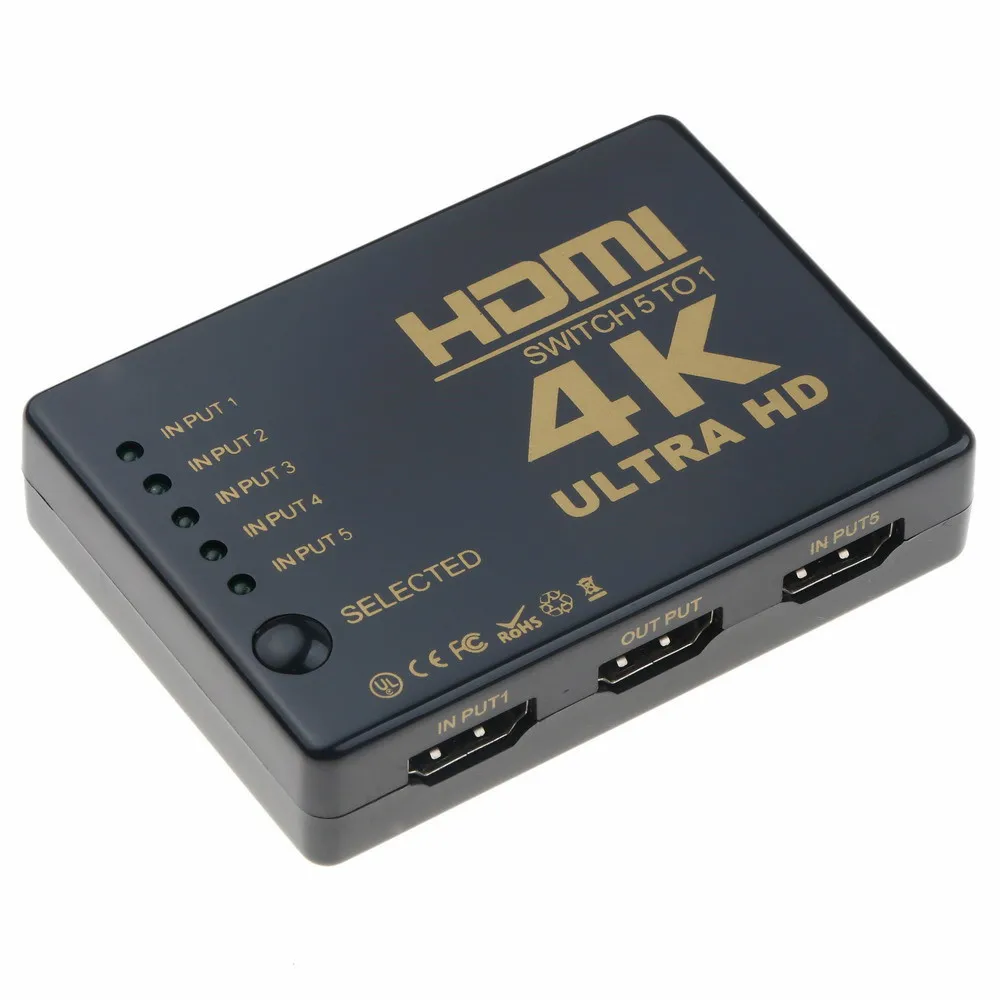 Сплиттер Ultra HD 4K 1x5 портов 3D * 2K видеопереключатель Коммутатор HDMI совместимый 1