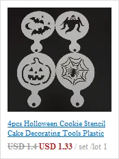 4 шт Holloween трафарет для выпечки, инструменты для украшения торта, пластиковые формы для капкейков, капучино, кофе, аксессуары для выпечки