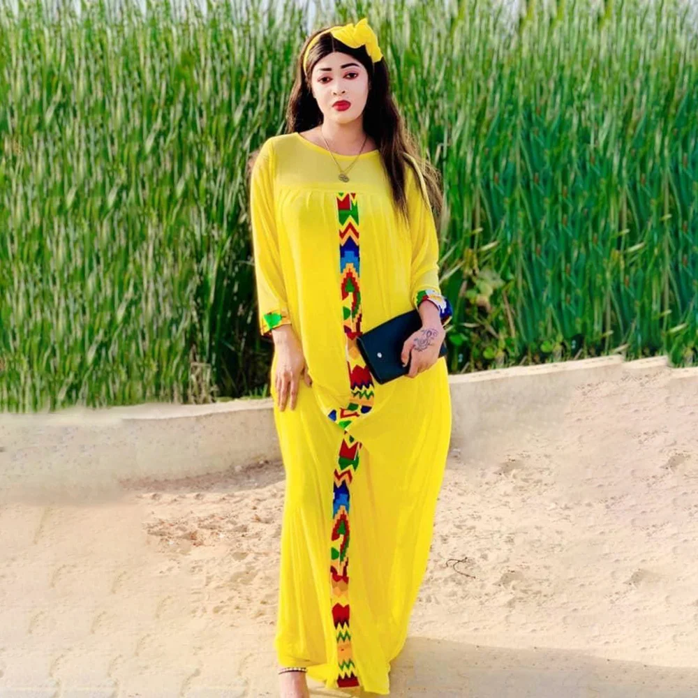 

Fashion Chiffon High Street Dress Autumn Abaya Women Solid Elegant Dresses Plus Size African vestidos with Inner dress