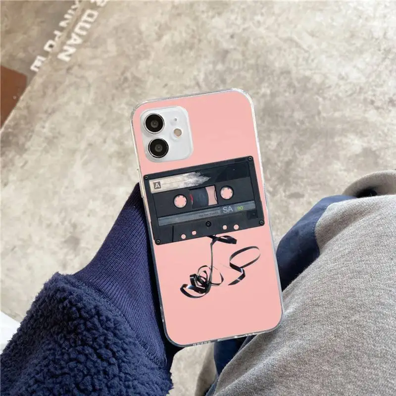 

Cassette Music Cool Phone Case For iphone 5s 6 7 8 11 12 plus xsmax xr pro mini se Transparent Cover Fundas Coque