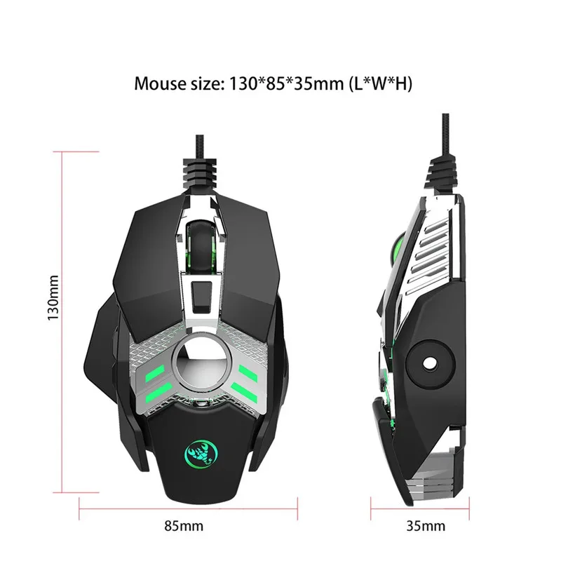 VOBERRY 7 Buttons Professional Cool LED Backlight 6400 DPI Optical Wired Gaming Mouse Mice For PC Laptop Computer Gamer | Компьютеры и