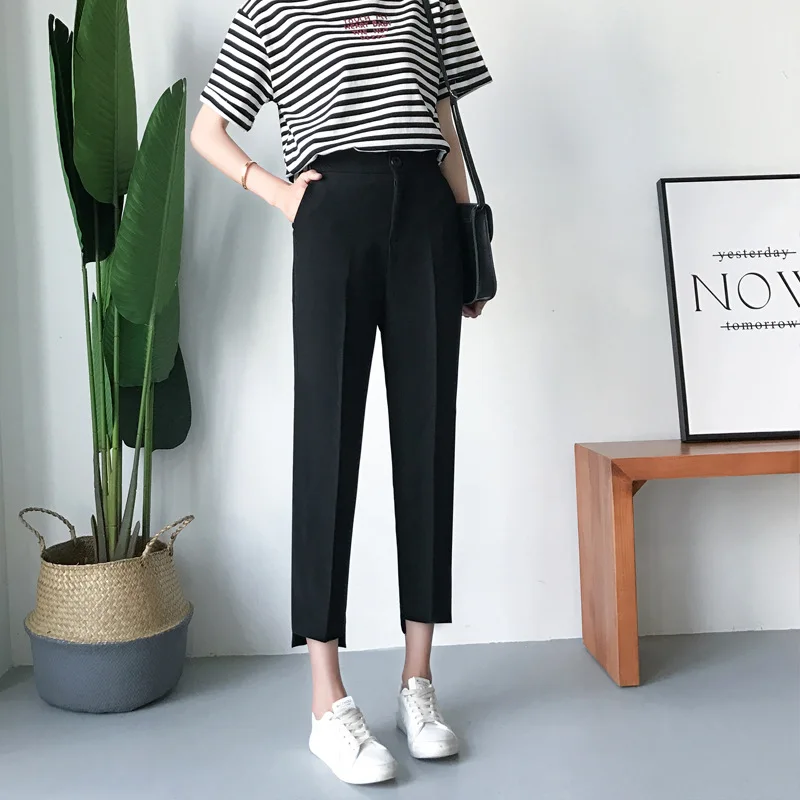 

Suit Harem Pants Female Spring Leisure Occupation Pants Cigarette Pants Irregular Foot Mouth Cropped Pants