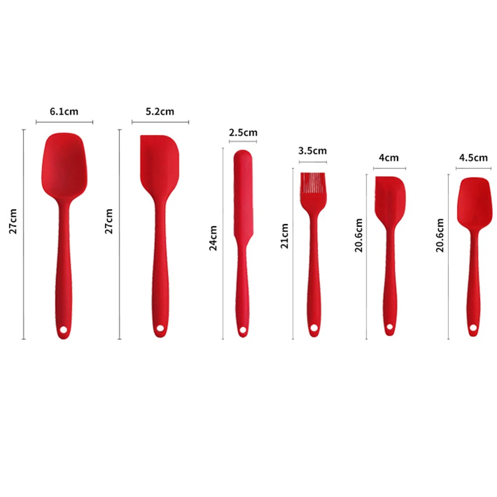 

6pcs/set Kitchen Silicone Cream Butter Cake Spatula Mixing Batter Scraper Brush Butter Mixer Cake Brushes Baking Tool