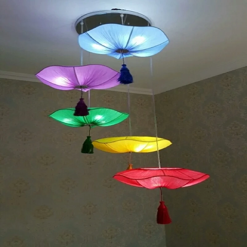 

Chinese Style Lotus Leaf Lamps Restaurant Hotel Hot Pot Shop Chinese Style Wedding Antique Lantern Tea House Cloth Chandelier