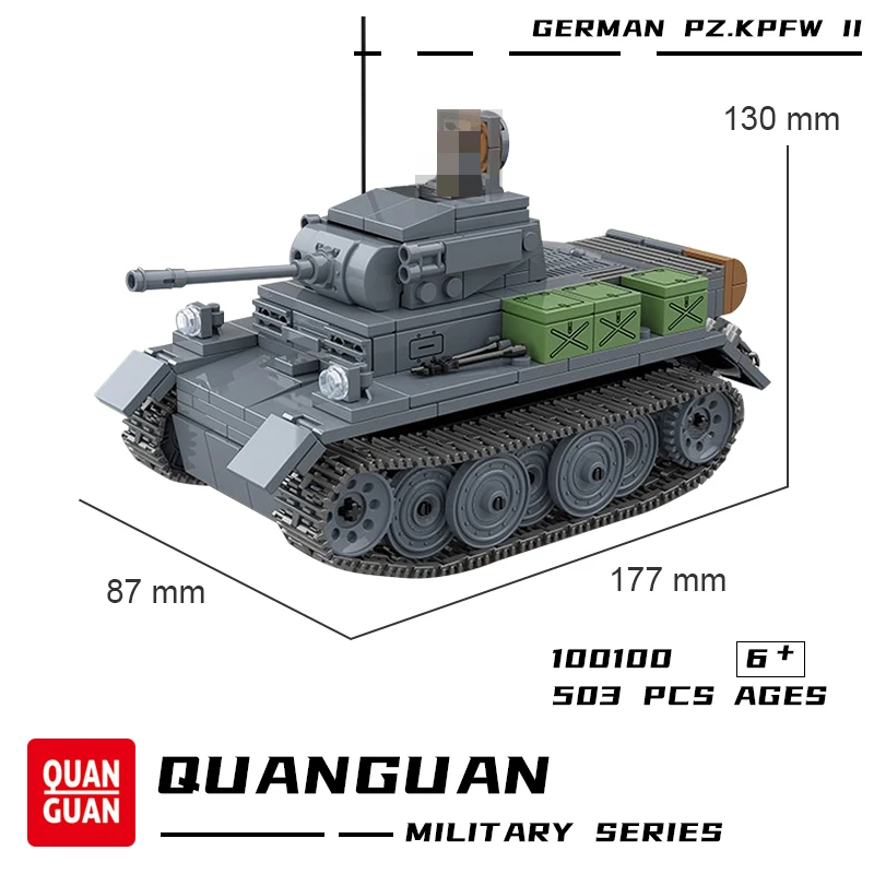 Конструктор Второй мировой войны PZ KPFW II Tank модель боевого оружия армия Вторая