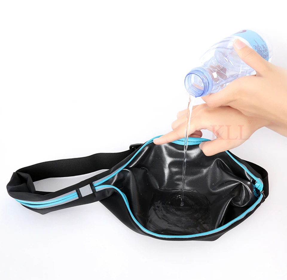 Sports Running Belt Slim Waist Pocket Belt Outdoor Dual Pouch 2 Pockets Sweatproof Reflective Waist Pack Fitness Workout Bag
