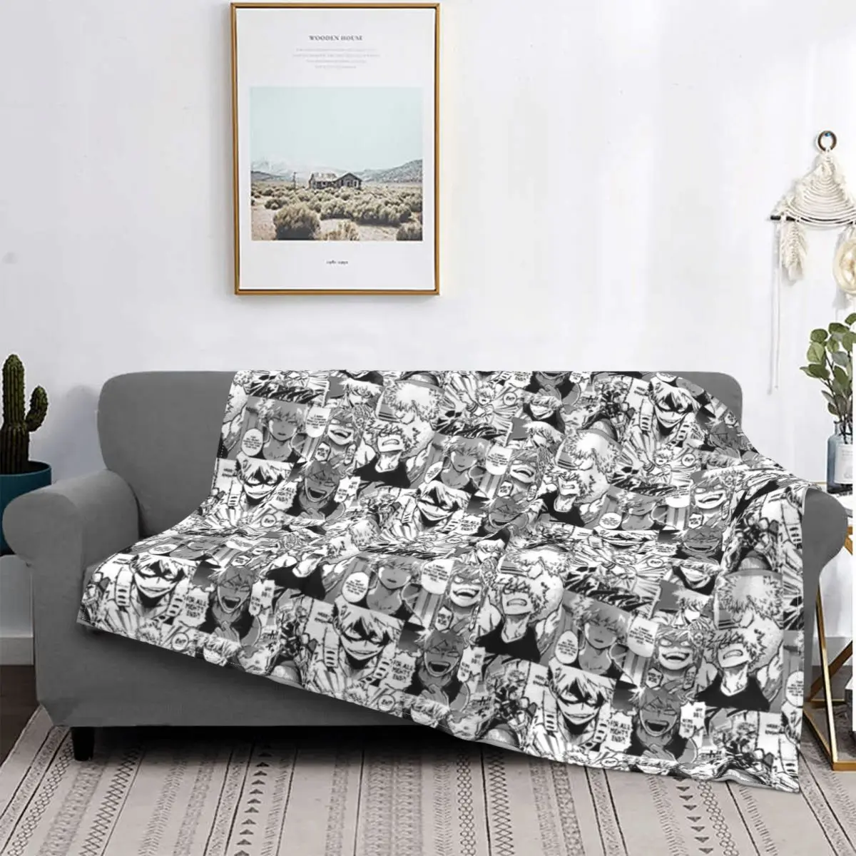 

Katsuki-Manta de cuadros Bakugo para cama, охват панели манги, colcha de verano, 135