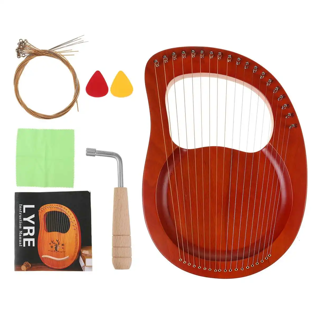 

Лира Арфы 19 строка деревянный из красного дерева Лира Арфы музыкальный струнный инструмент с настройкой ключ, дюймовый стандарт с пикап и з...