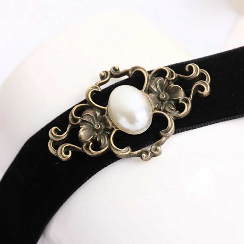

Vintage Choker Necklace Faux Pearl Coller Gothic Adjustable Dainty Black Velvet Choker Necklace For Girls Choker Jewelry Femme