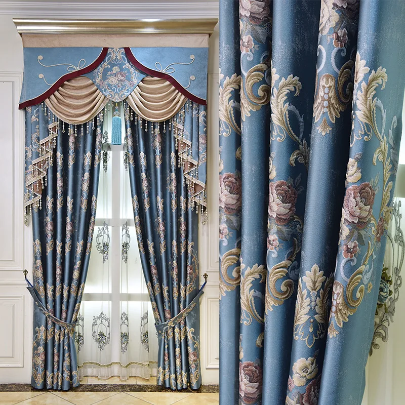 Европейские Роскошные затемняющие золотые оконные шторы для гостиной спальни