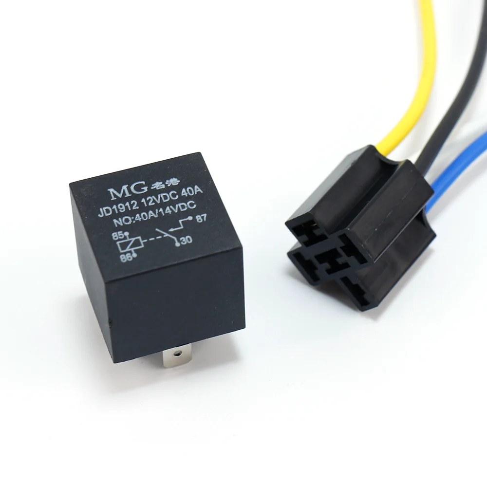 

14V 4Pin 40A Waterproof Car Relay With Base Socket Holder 12cm Line 4P Automotive Relay For Starter Motor Motorcycle Light AC