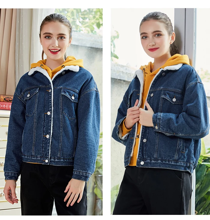 Женская теплая джинсовая куртка LEIJIJEANS, повседневная куртка из денима с начесом, новая модель 9250R большого размера на зиму