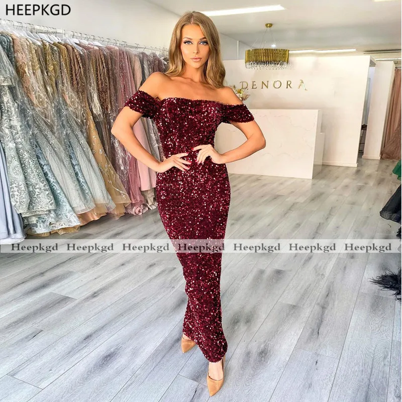 

Блестящие короткие платья бордового цвета для выпускного вечера, прямой корсет с открытыми плечами и блестками, свадебные вечерние платья, ...