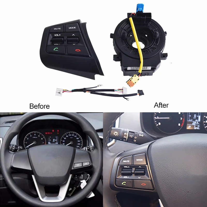 SPEEDWOW Left Steering Wheel Button Switch Bluetooth Phone Cruise Control Volume With Cables For Hyundai Creta IX25 1.6L