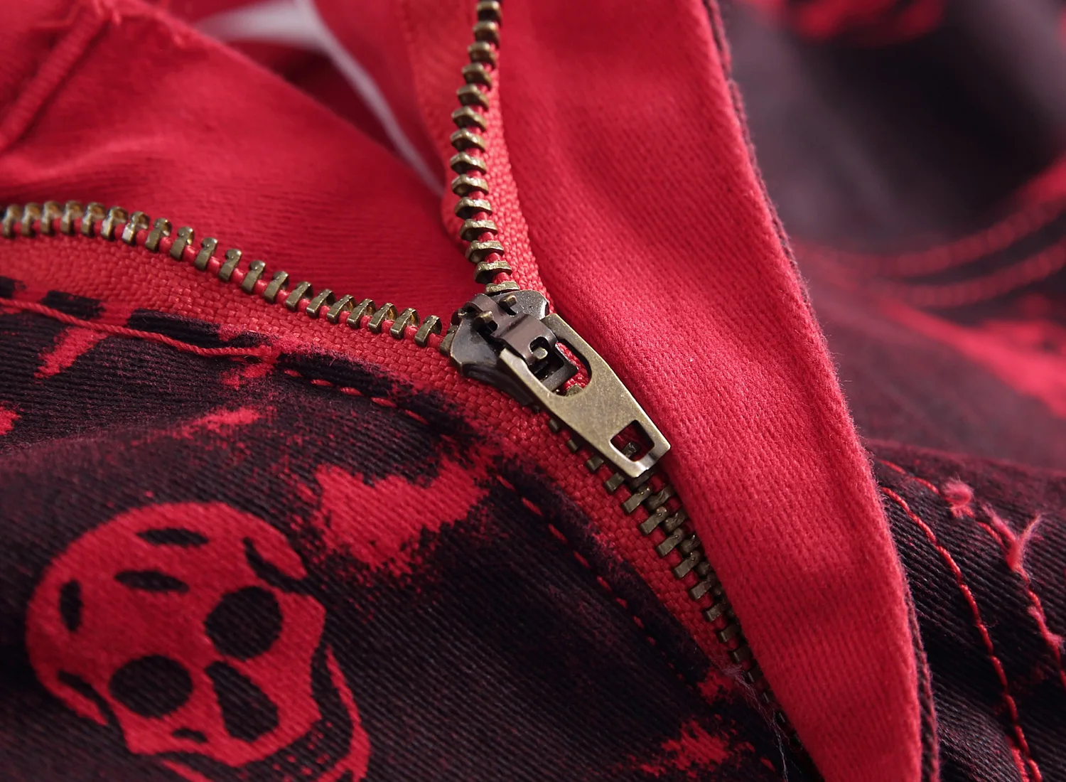 DIMI Male Slim Fit Red Denim Pants Long Trousers Autumn Mens Fashion Skeleton Skull Printed Night Club Personality Jeans