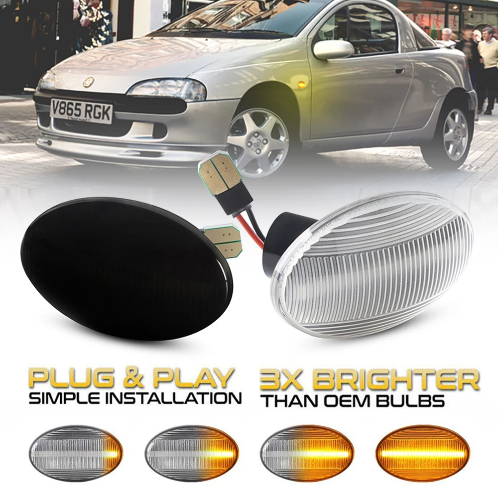 

2Pcs Car LED Dynamic Side Marker Lamps Indicator Turn Signal Light For Vauxhall Astra MK3 Corsa Combo Meriva Tigra Sintra