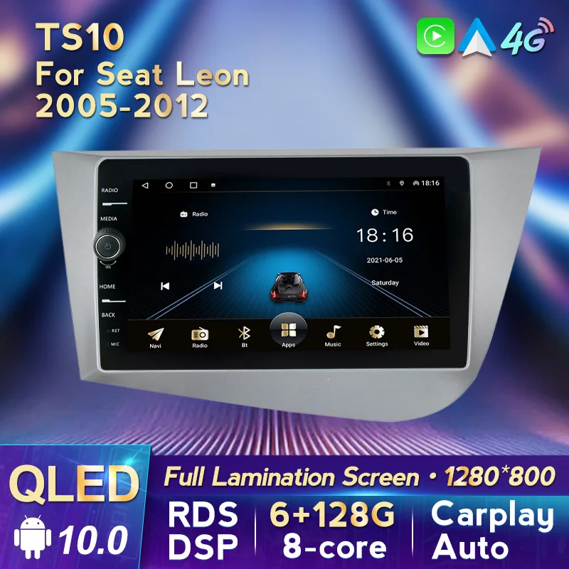 

MLOVELIN Android 10 8Core QLED screen is suitable for seat Leon 2 MK2 2005-2011 car radio multimedia player gps navigation RDS