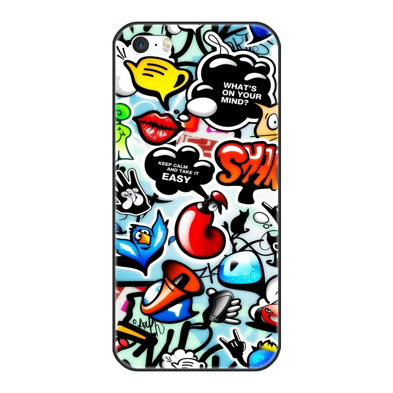 No.7 Аниме граффити наклейка бомба чехол для телефона силиконовый для iPhone 6 S 6 S 7 8 X XR XS Max мягкая задняя крышка для iPhone 6 S 6 S 7 8 Plus - Цвет: No.7