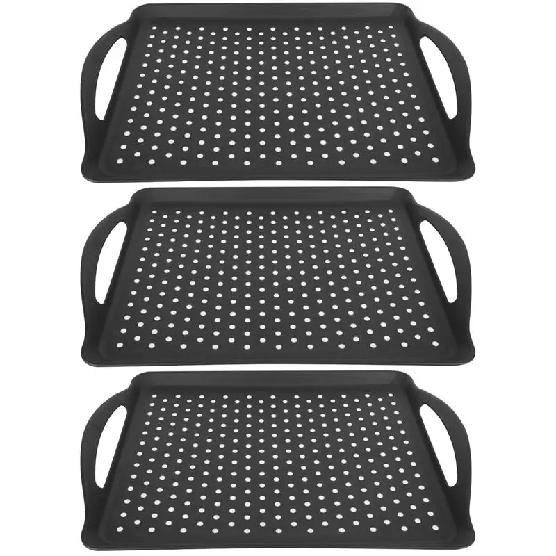 

3 pcs Rectangular Two-ear Handle Wave Point TPR Anti-skid Aviation Plate