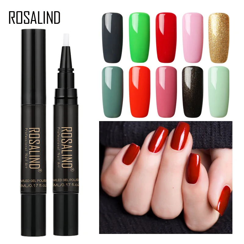 

ROSALIND 5ML Gel Nail Polish Pen Hybrid Varnishes All For Manicure Soak off Semi Permanent Cured by UV LED Lamp Need Base Top