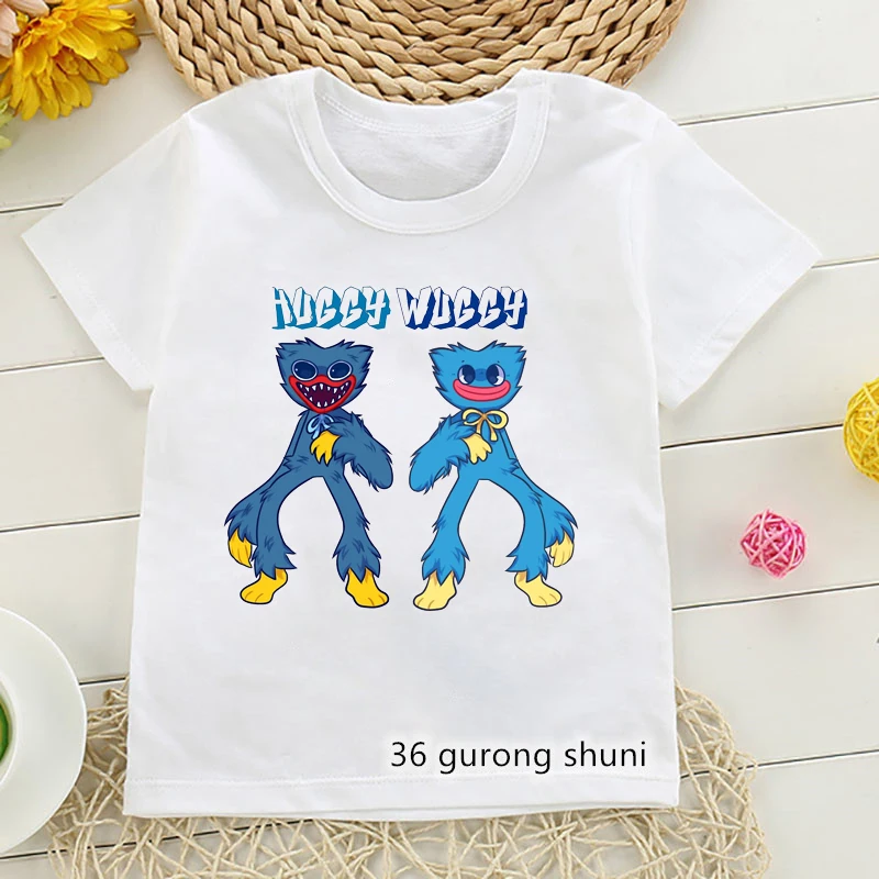 

Детская футболка Huggy Wuggy 2022, футболка с графическим принтом в виде ужасной игры для мальчиков, модная Веселая футболка для девочек, женская ф...