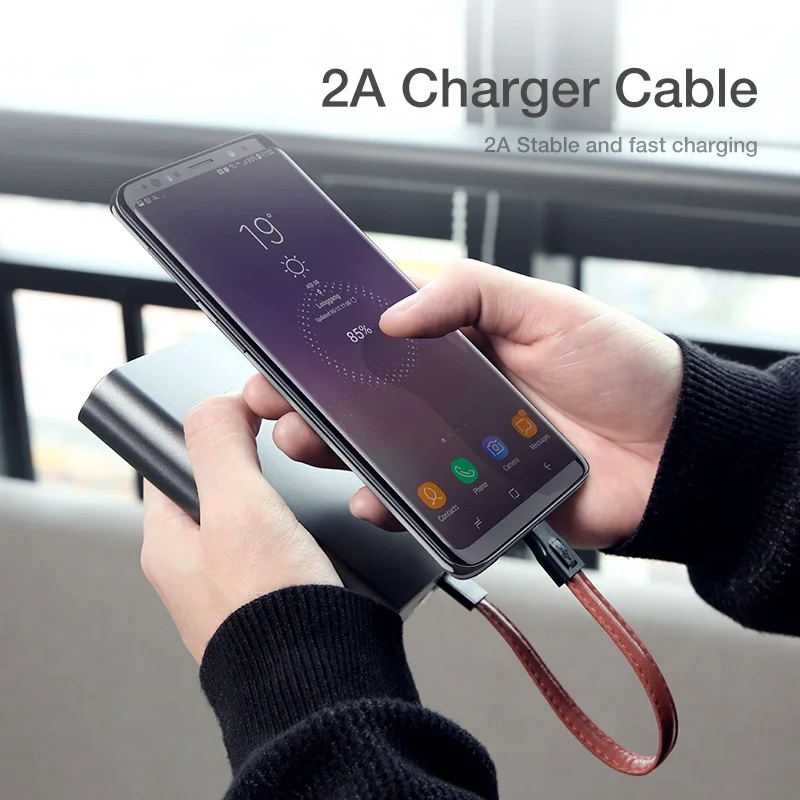 FLOVEME из искусственной кожи 2A type C USB кабель для samsung S10 S10e Plus type-C USB Mini брелок type C кабель для huawei mate 10 20 Pro