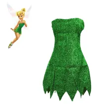 Pixie Tinker Bell Cosplay Dress Halloween Fairy Tale Princess Sexy Cosplay Mini Dress Tinkerbell Costume for Kid
