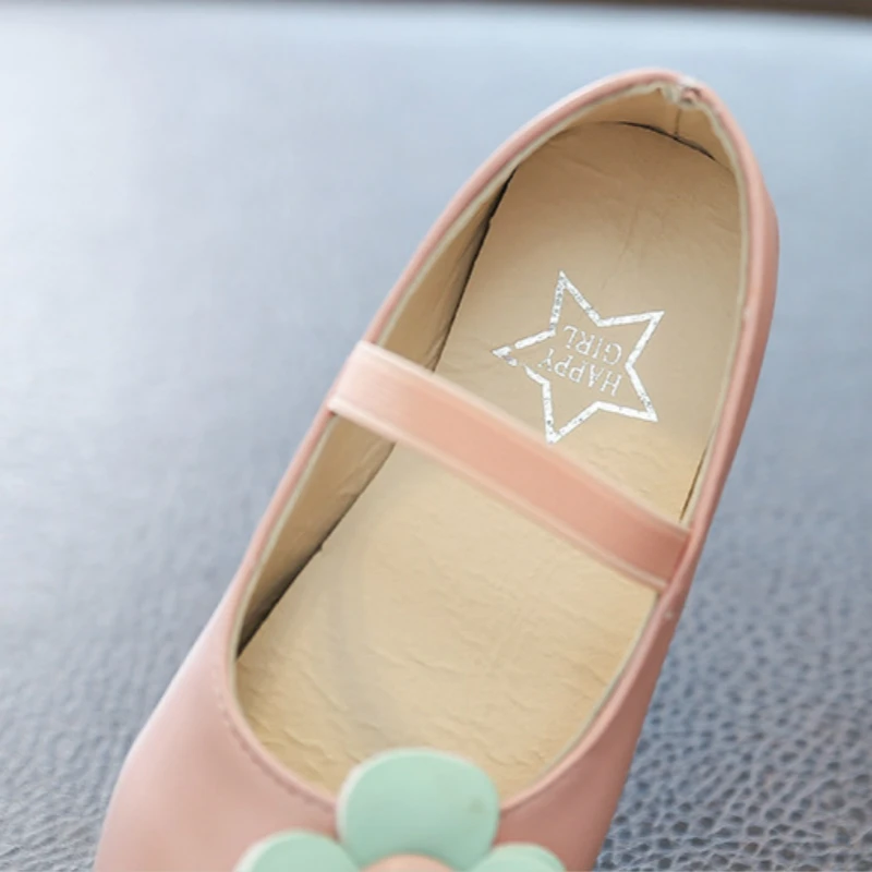 Туфли детские с цветами нескользящая подошва плоская повседневная обувь для