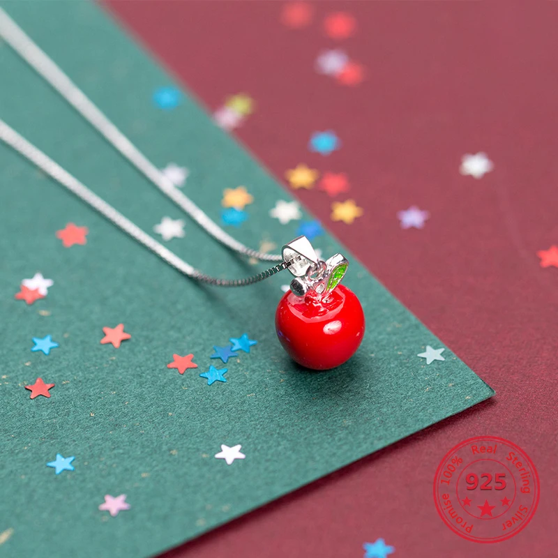 Подлинная Подвеска из стерлингового серебра 925 пробы на Рождество с яблоком для