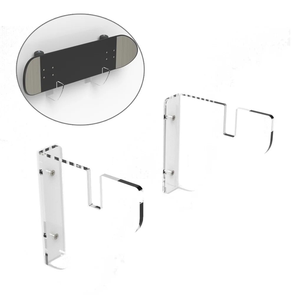 

Clear Acrylic Skateboard Mounts Deck Wall Hanging Brackets Holder Stand With Screws Rawl Plugs Hoverboard Scooter Accessories