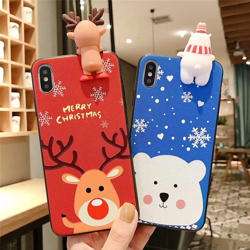 JAMULAR новый год Lucky 3D красный облегающий чехол для iPhone XS MAX 11 Pro XR X 7 8 6 6s Plus Санта