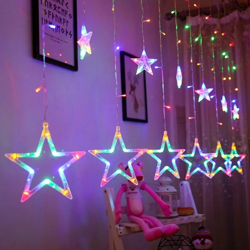 

Christmas Lights EU Moon Star Lamp LED String Light Decoration Ramadan Indoor Wedding Curtain Light Holiday Decor Girl Gift
