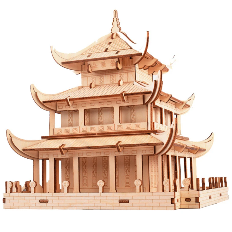 

Chinese Famous Buildings 3D Wooden Jigsaw Puzzles for Adults Kids Educational Toys Interactive Game Doll House Furniture