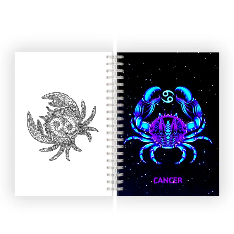 12 Zodiac Sign A5 Spiral Notebook Galaxy Constellation Horoscope Astrology Leo Aries Note Book Diary Filler Girl Birthday Gift | Канцтовары