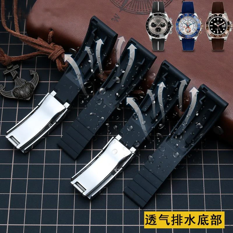 For Rolex Omega DAYTONA WATER GHOST Yacht-Master SUBMARINER Silicone Watch Bracelet Watch Accessories Rubber Watch Strap 20mm