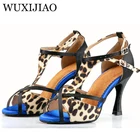 Туфли WUXIJIAO женские для латинских танцев, обувь на высоком каблуке, для тренировок, сальсы, сценических представлений, на мягкой подошве, черные