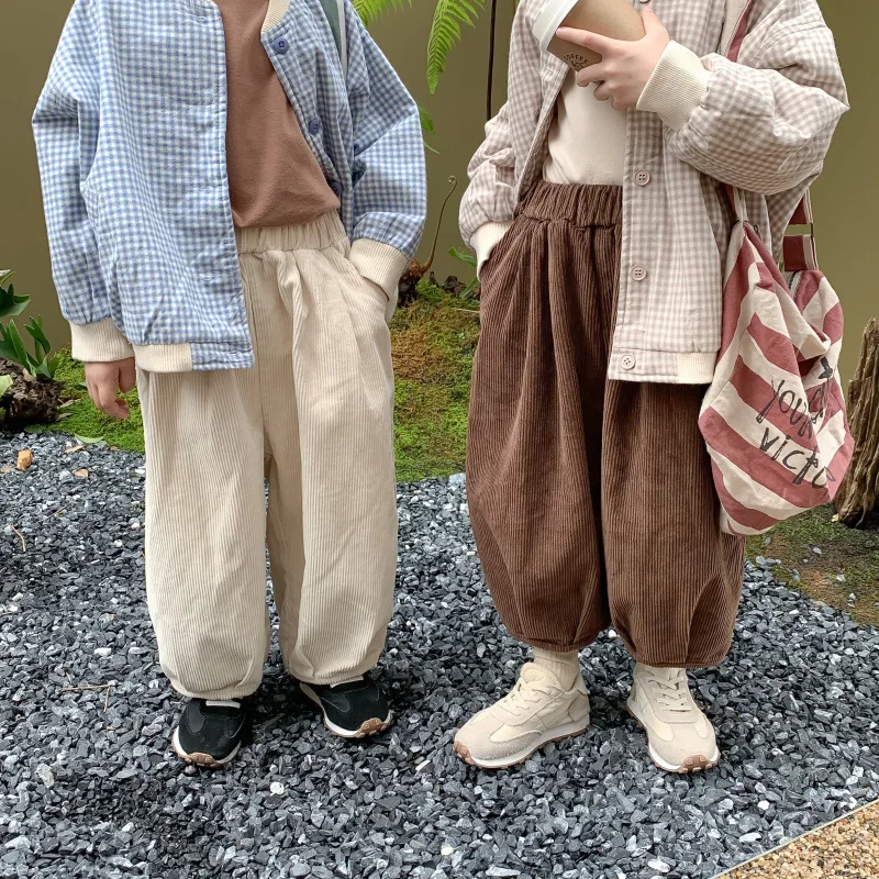 

Laughingco Autumn Kids Trousers Corduroy Boys Pants Solid Harem Pants Children Clothing Girls Warm Kids Pants Dropshipping