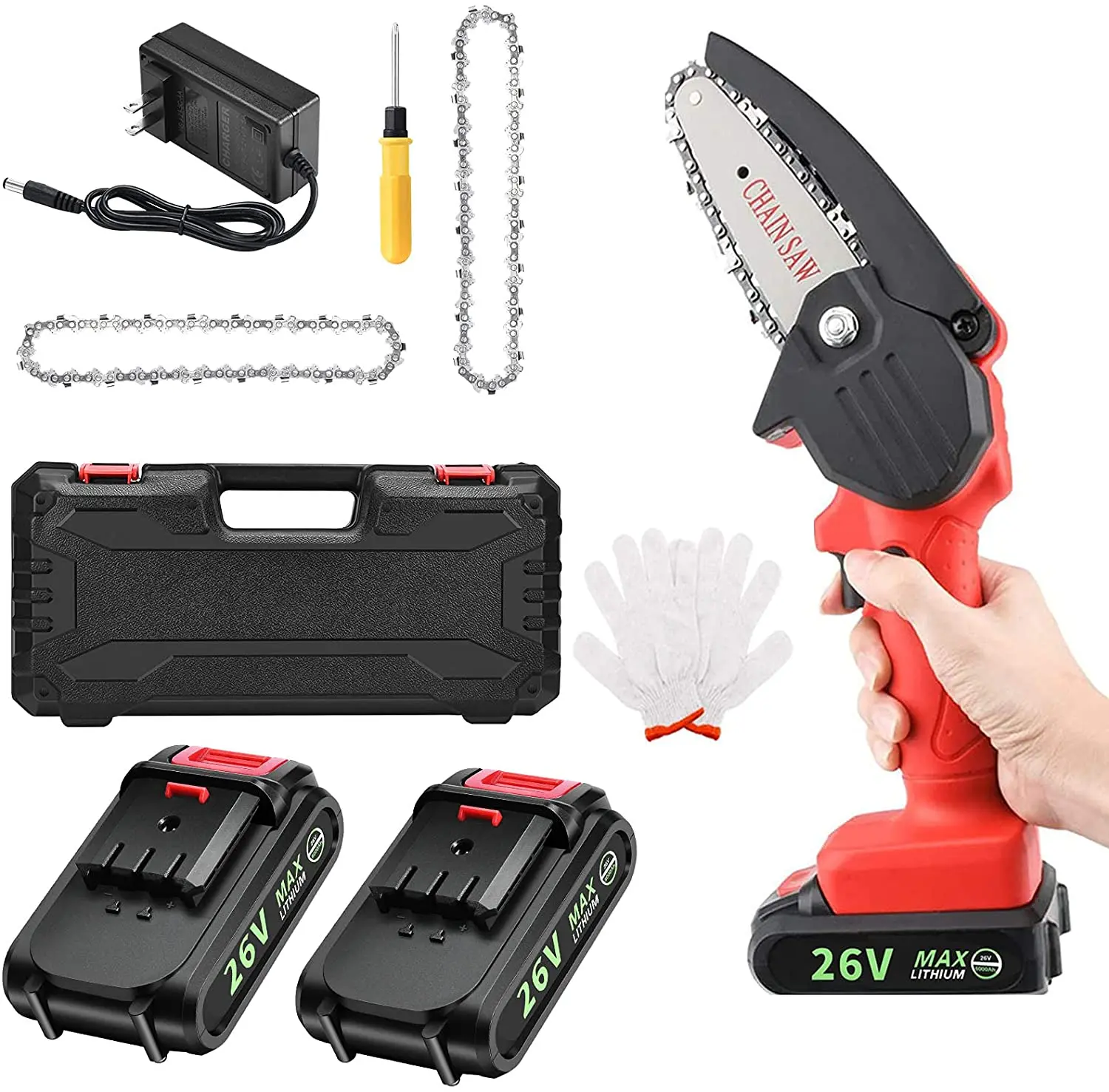 

4-дюймовая Беспроводная портативная Портативная Электрическая цепная пила с 2 перезаряжаемыми батареями