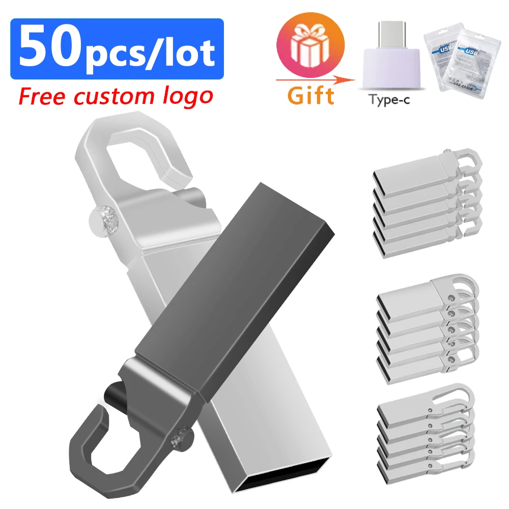 50pcs/lot USB Flash Drive 128GB 64GB 32GB Pen Drives 16GB Pendrive USB Pen Disk Flashdrive Memory USB Stick 2.0 Key custom logo