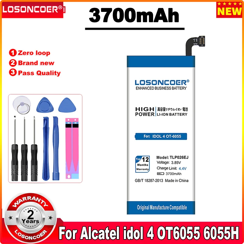 Аккумулятор LOSONCOER TLp026EJ 3700 мАч для Alcatel idol 4 OT6055 6055Y 6055U 6055 6055K 6055B 6055H аккумулятор +