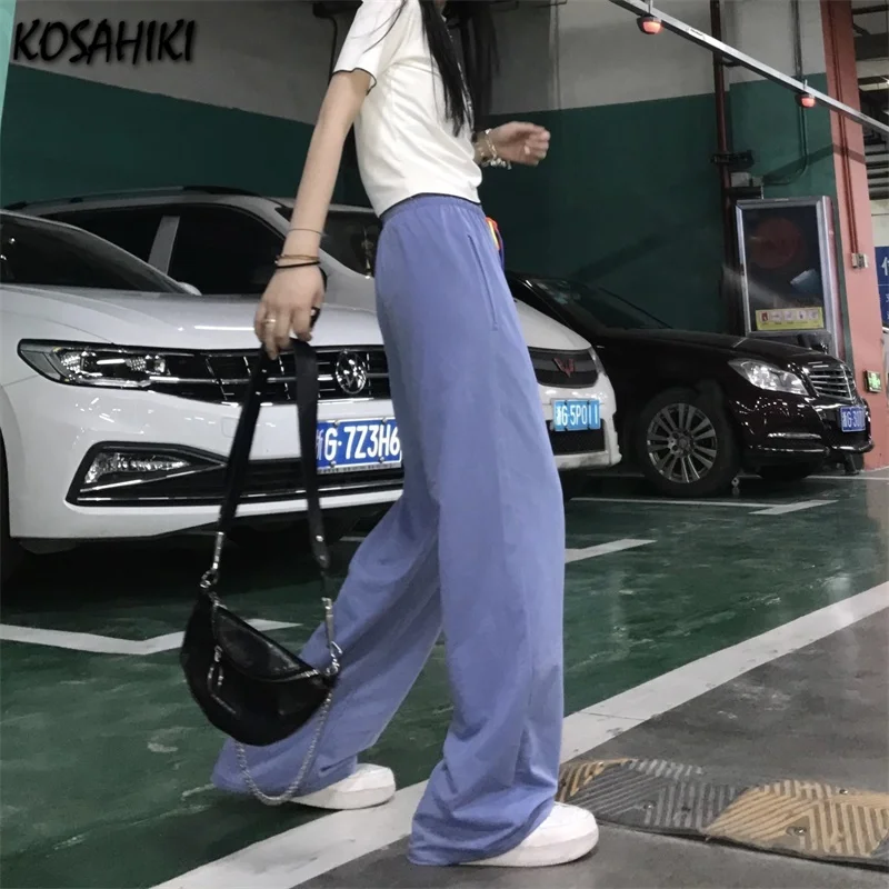 

KOSAHIKI Casual Korean Straight Baggy Pants Women Harajuku Aesthetic Wide Leg Pants Streetwear Loose High Waist Pants NEW