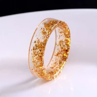 retro european and american resin transparent ring creative popular multi color head jewelry dry flower chip hand jewelry