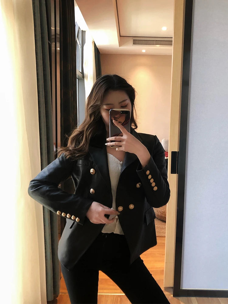 Женская куртка из натуральной кожи винтажное пальто овчины в Корейском стиле