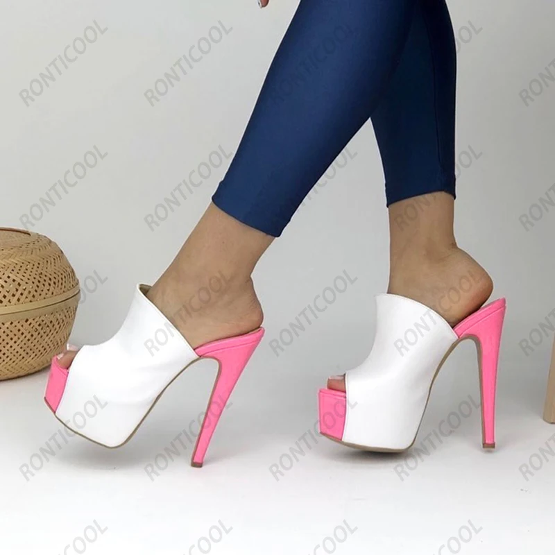 Ronticool новые стильные женские босоножки на платформе-мюли пикантные туфли шпильке