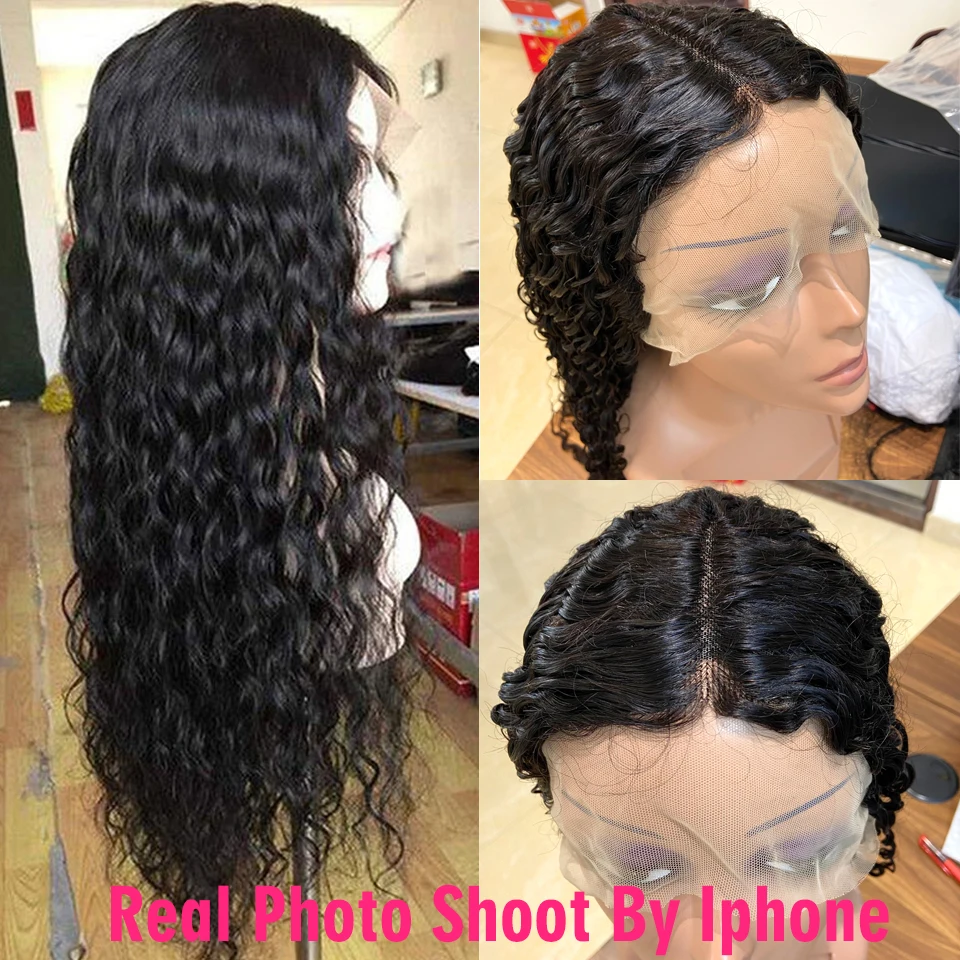 Дешевый влажный и волнистый парик на сетке спереди прозрачный из бразильских